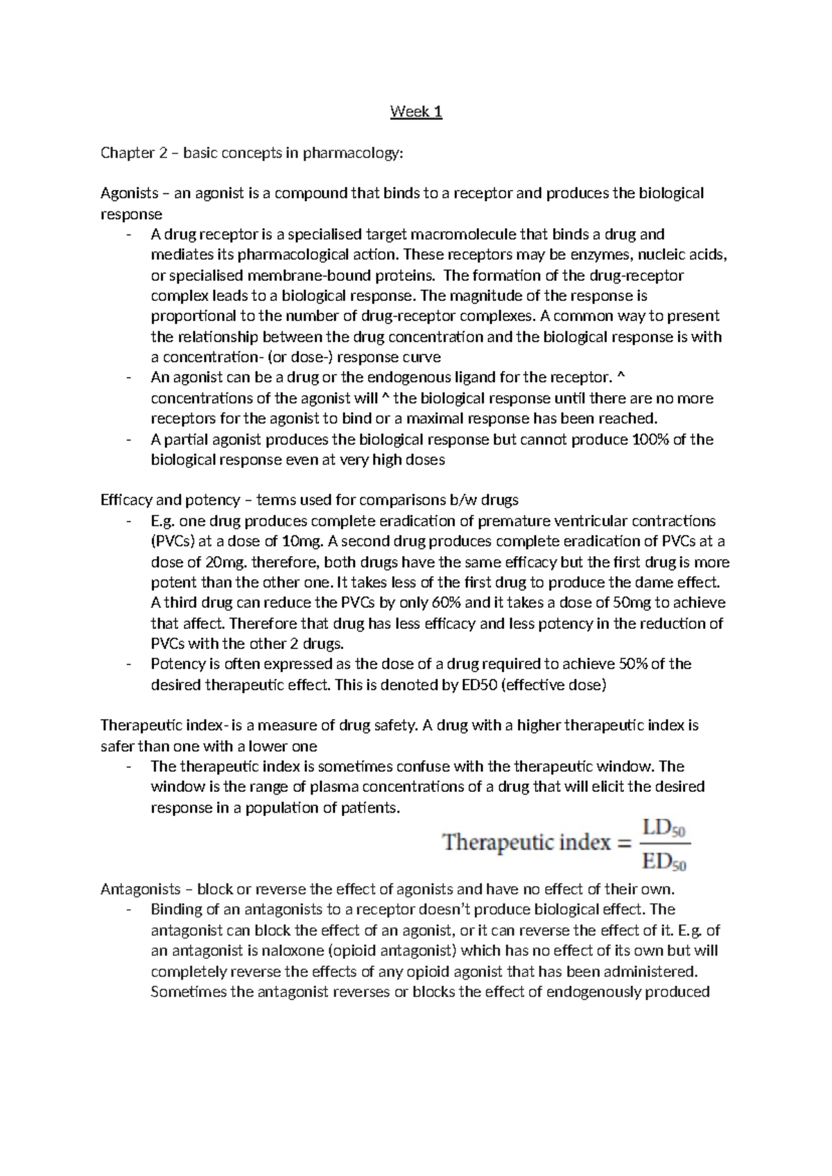 Week 1 - HUBS2203 Pharmacology Concepts and Key Notes - Studocu
