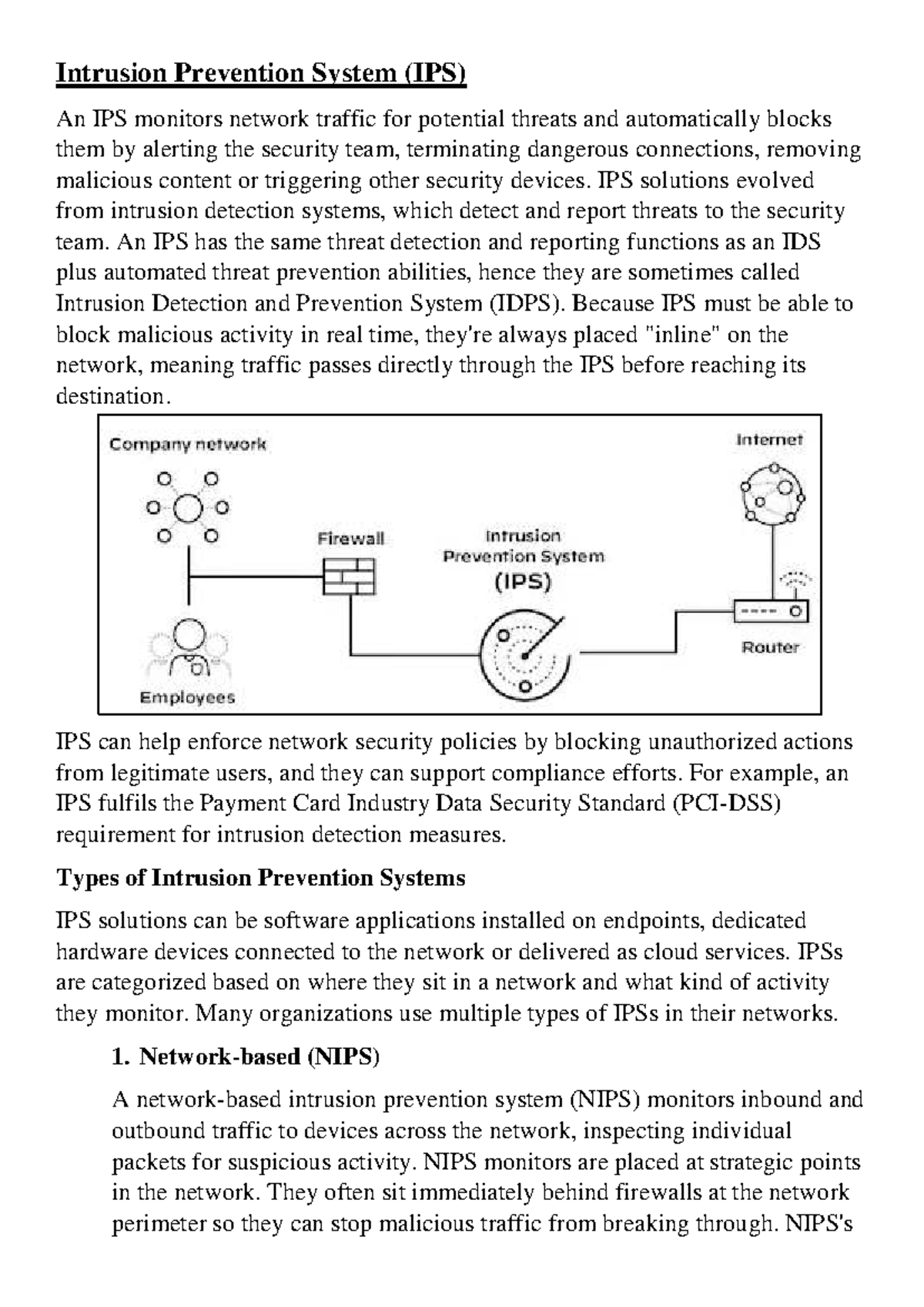Intrusion Prevention System (IPS) Overview and Types - Studocu