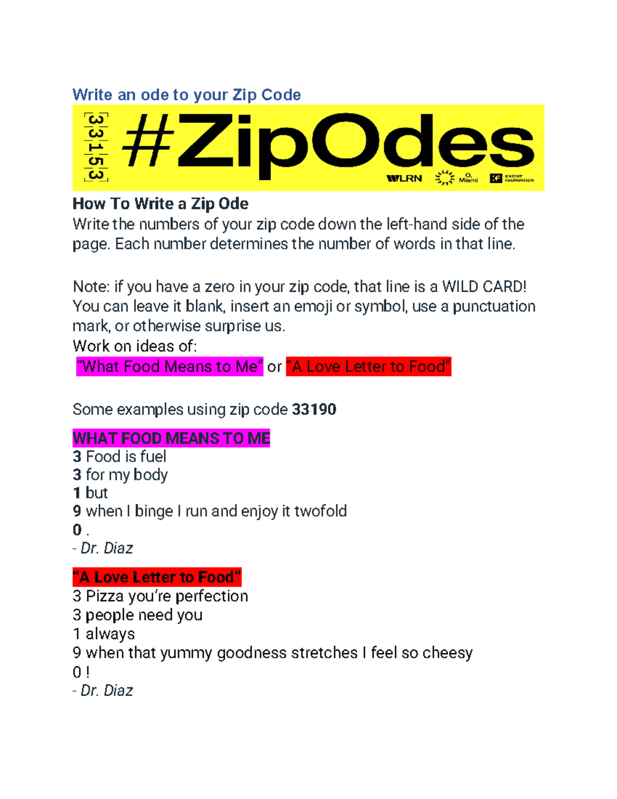 Zipsip - This work is very hard - Write an ode to your Zip Code How To ...