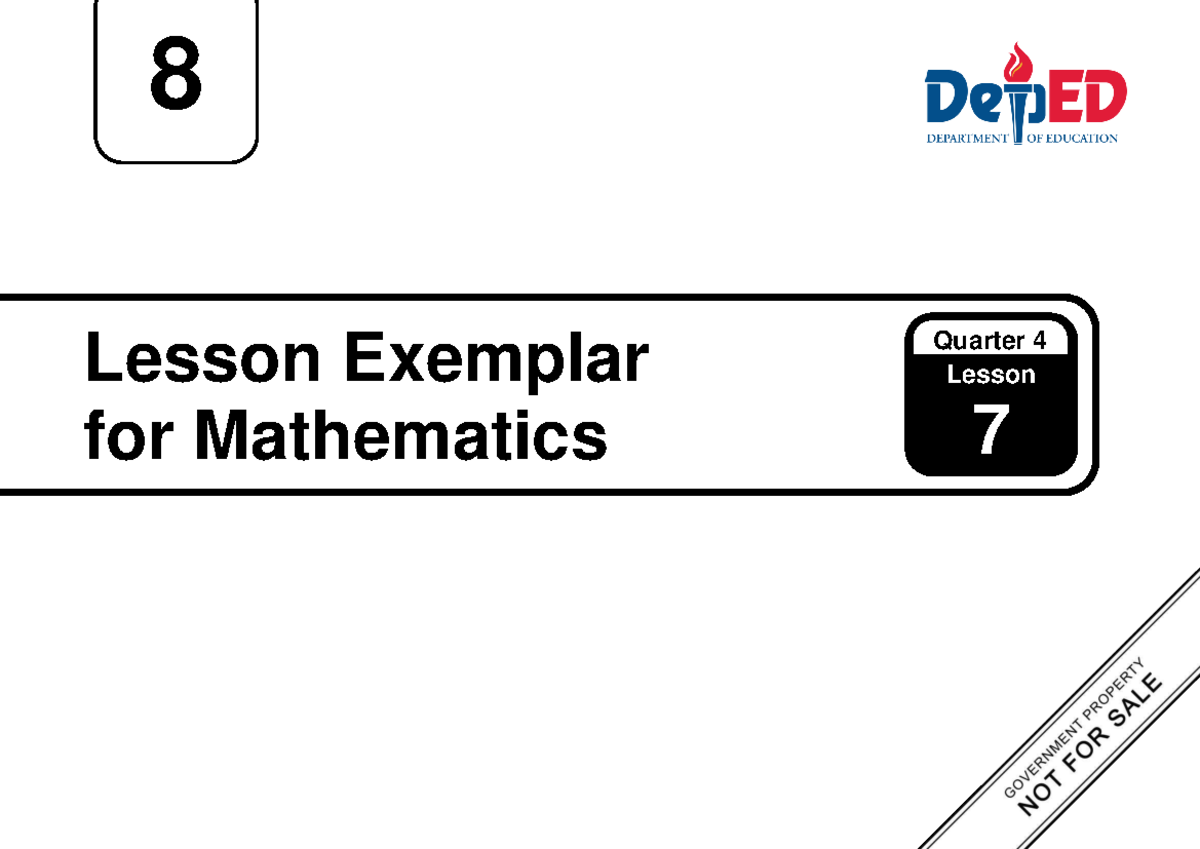 Q4 LE Mathematics 8 Lesson 7 Exemplar for Week 7 - Studocu
