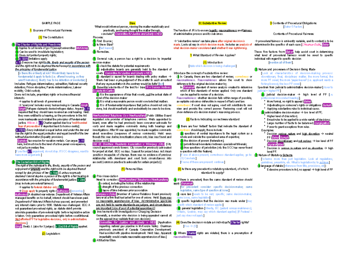 Administrative Law Procedural Fairness Notes (Admin Law 101) - Studocu
