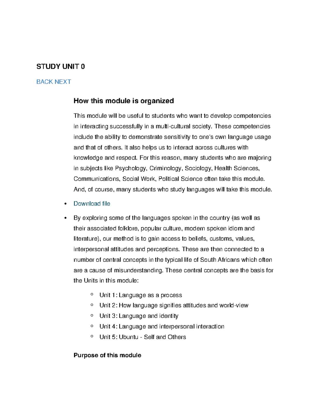 AFL Guide - Assignment 1-4 - STUDY UNIT 0 BACK NEXT How this module is ...