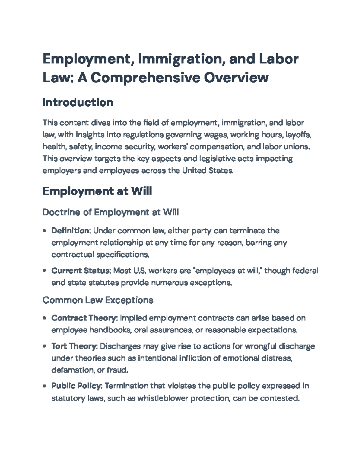 Employment, Immigration, and Labor Law Overview: Key Regulations ...