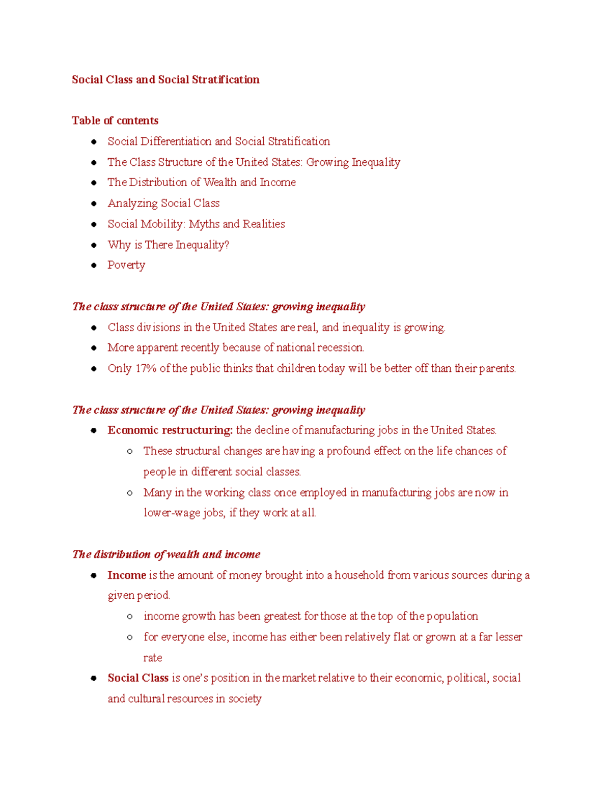 Chapter 8: Social Class and Stratification Insights ppt - Studocu