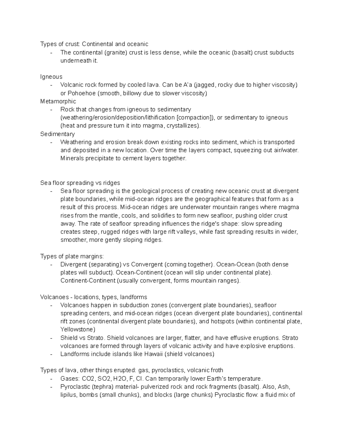 Geology Lecture Notes: Crust Types and Plate Tectonics - Studocu