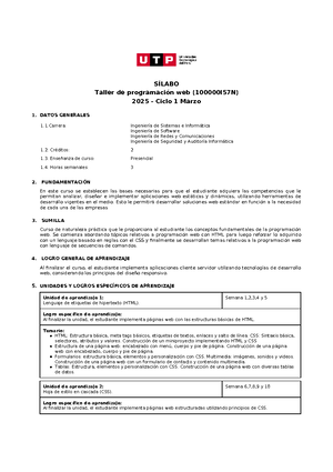Taller de programacion - UTP - Studocu