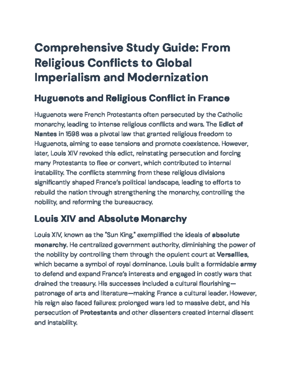 Comprehensive Study Guide: Key Themes in Modern History (HIST 101 ...