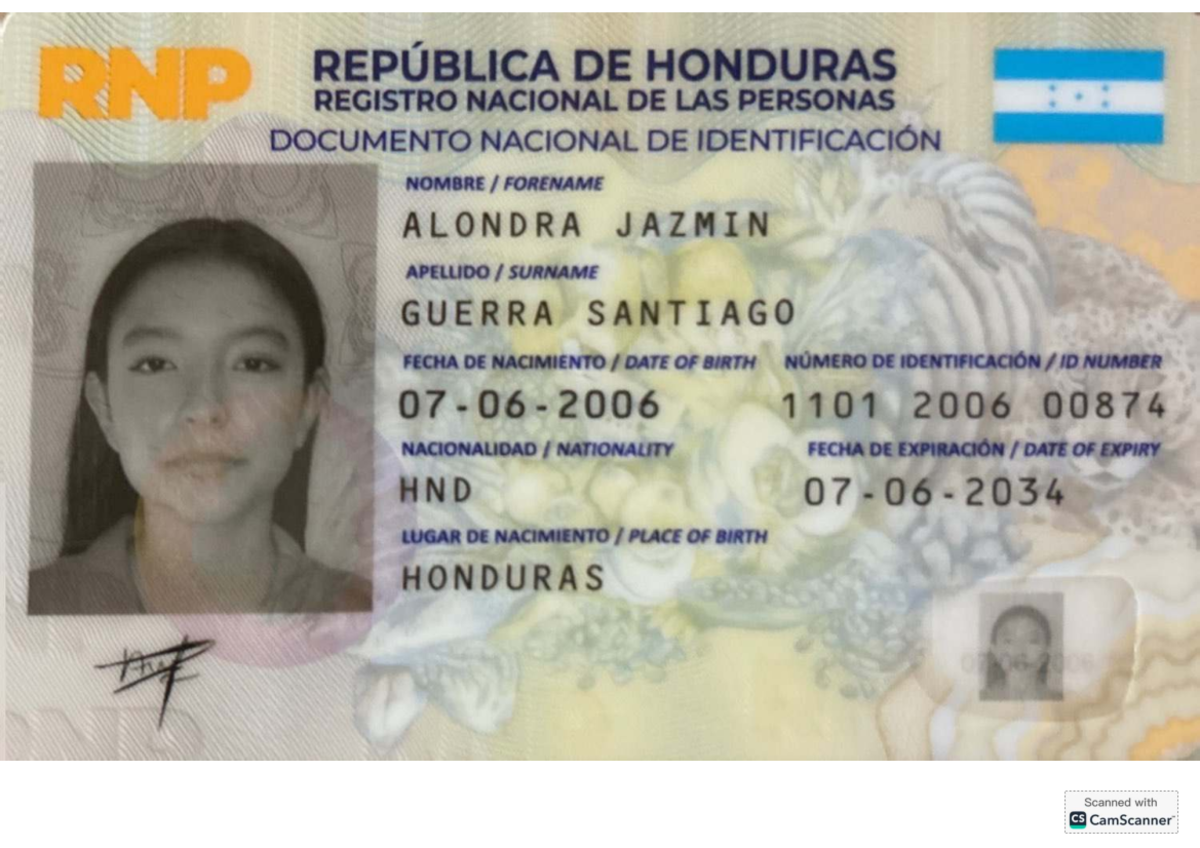 Documento Nacional de Identificación - RNP Honduras - Studocu