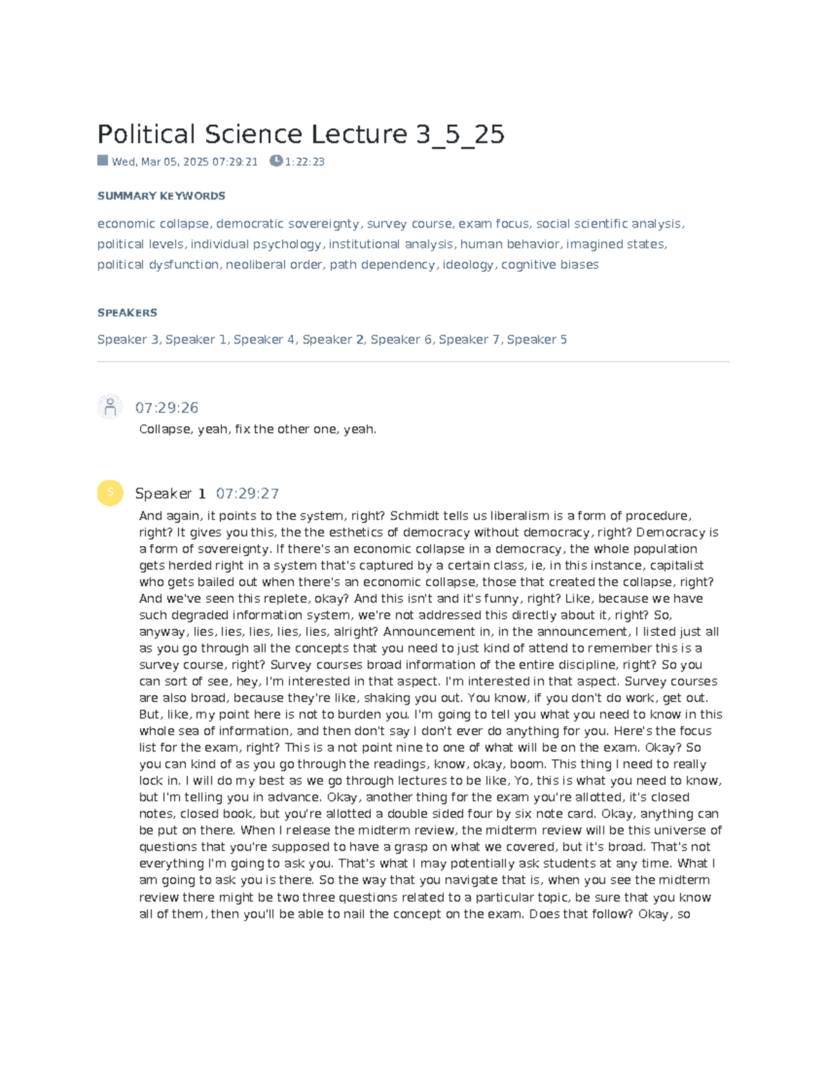 Political Science Lecture: Exam Focus and Key Concepts Review ...