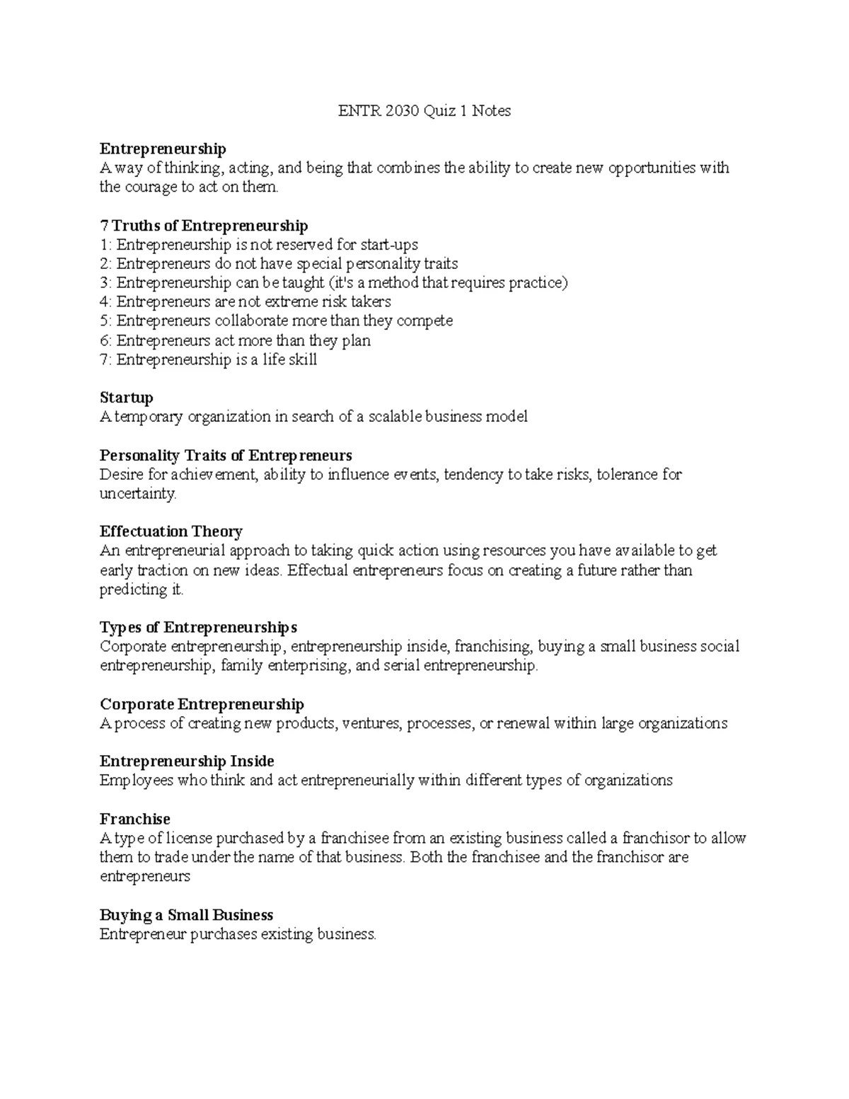 ENTR 2020-2030 D01 Fall 2022: Starting a New Business Overview - Studocu