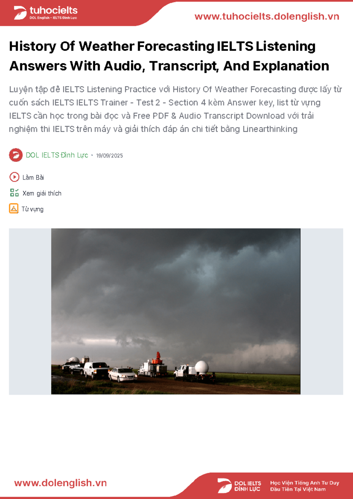 IELTS Listening Practice: History of Weather Forecasting Answers ...