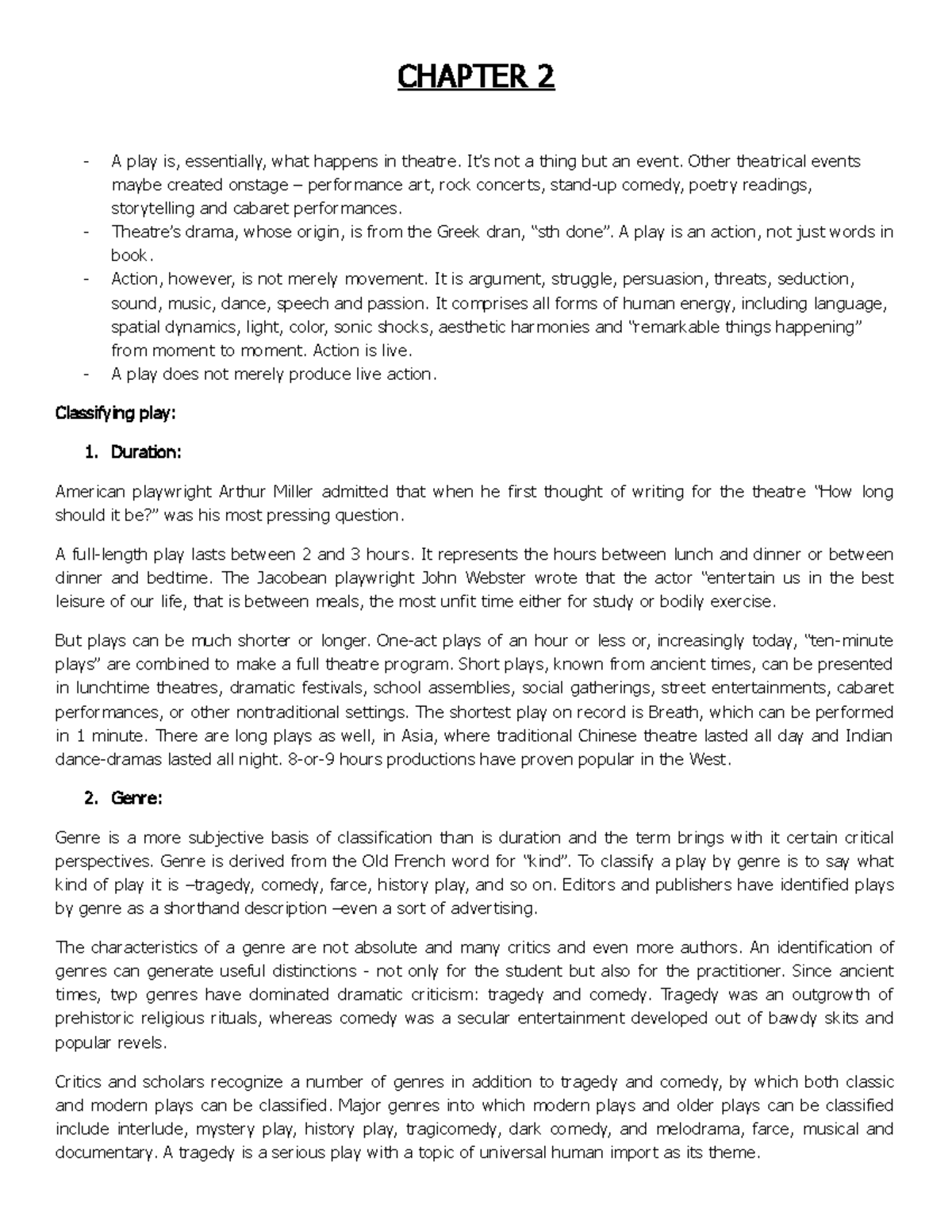 Chapter 2 - Detailed Lecture Notes on Play and Drama Analysis - Studocu