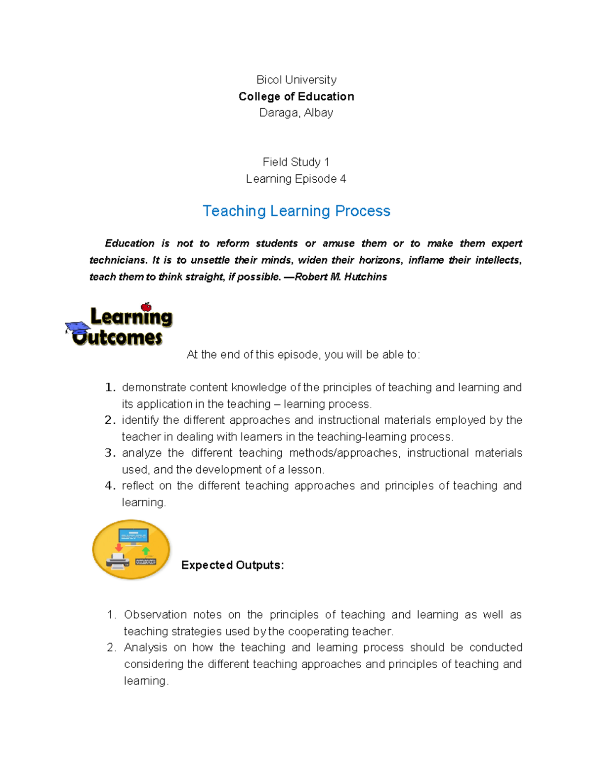 Field study fs4 - Bicol University College of Education Daraga, Albay ...