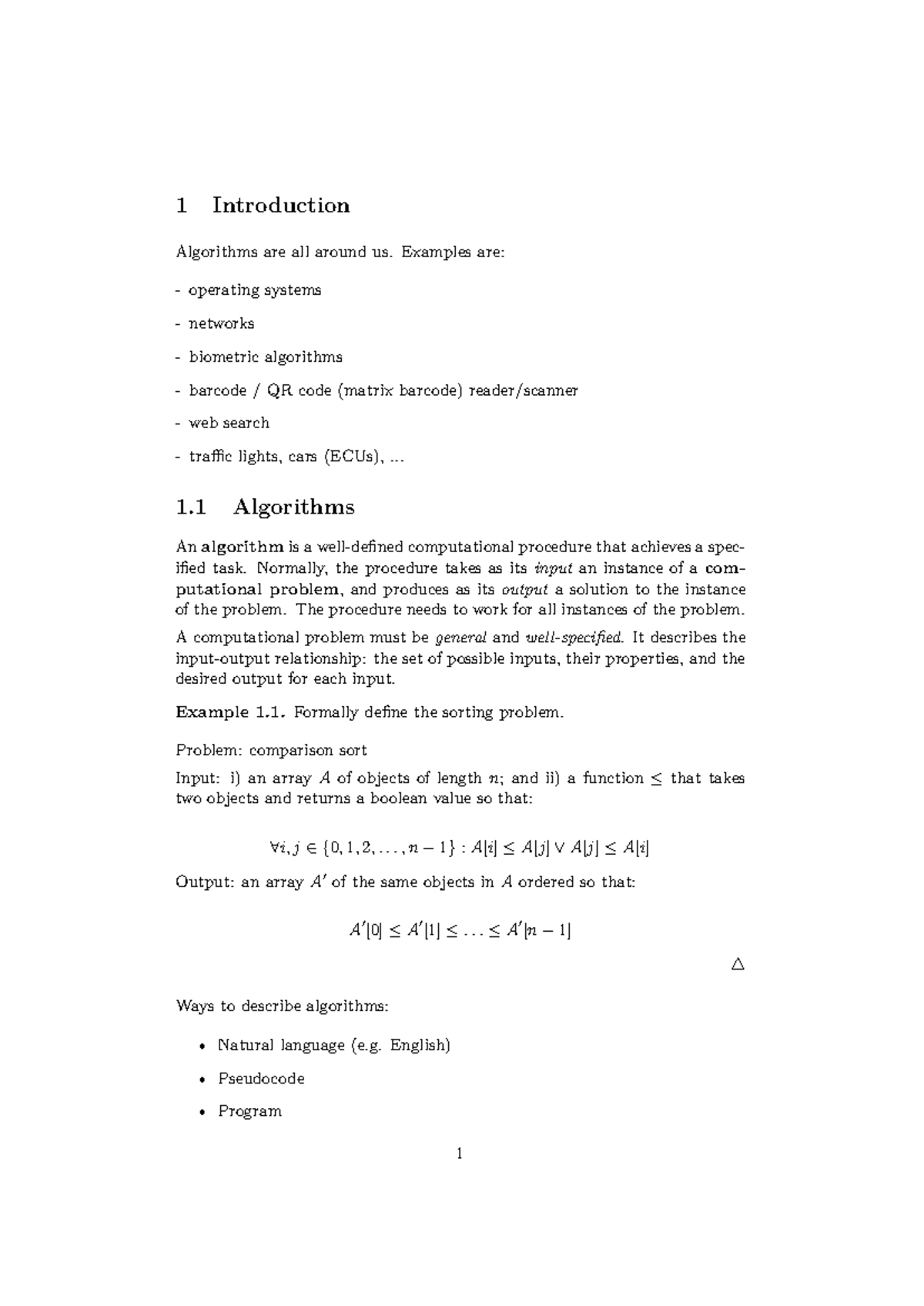 COSC262 - week1 - The first week of notes - 1 Introduction Algorithms ...