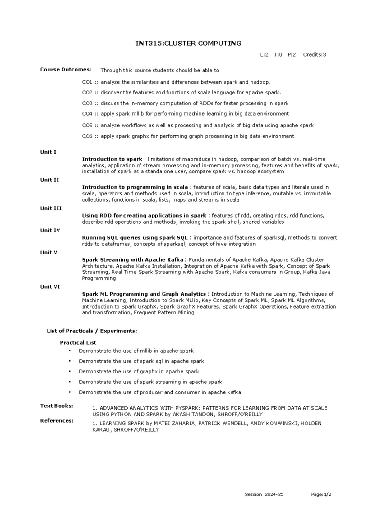 INT315: Cluster Computing Lecture Notes and Course Outcomes - Studocu