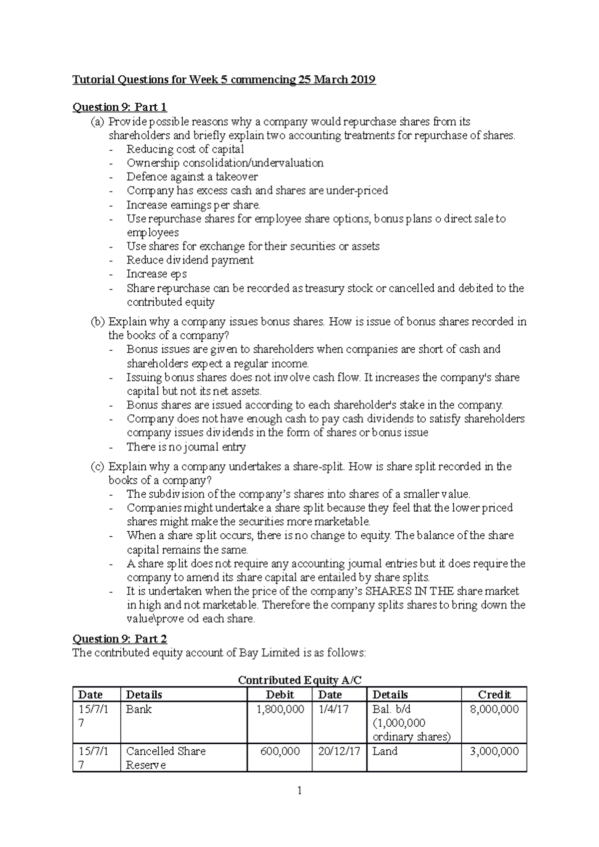 04 Tutorial Questions for Week 5: Share Transactions & Revenue ...