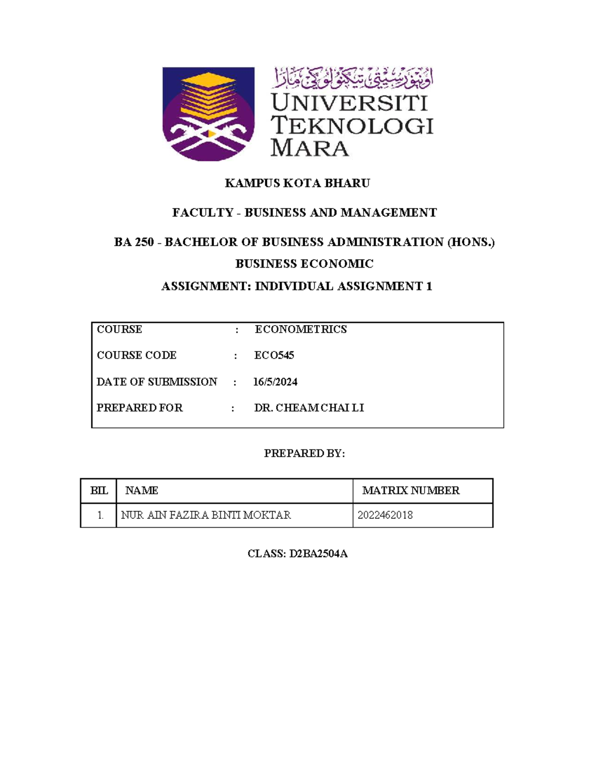 ECO545: Econometrics Assignment on OLS Analysis of FDI Models - Studocu