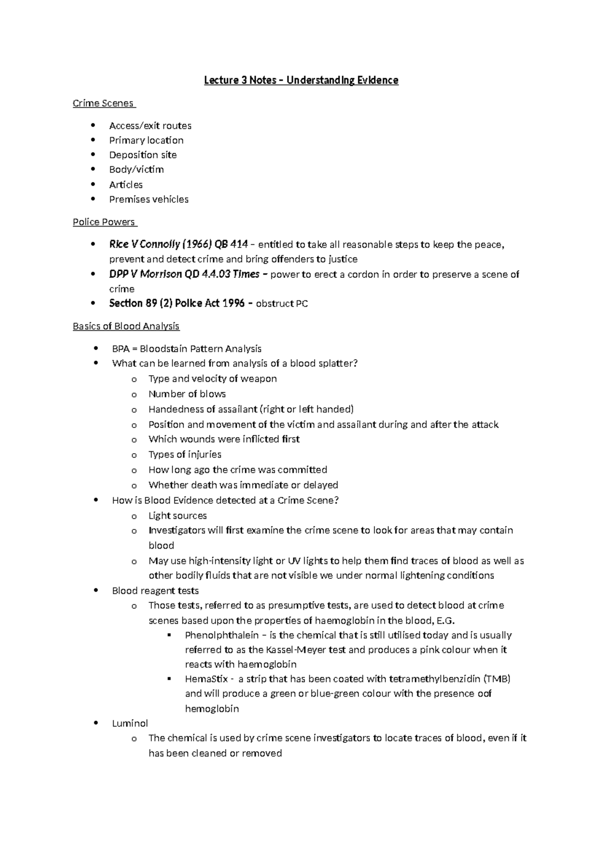 Lecture 3 Notes - Understanding Evidence - Lecture 3 Notes ...