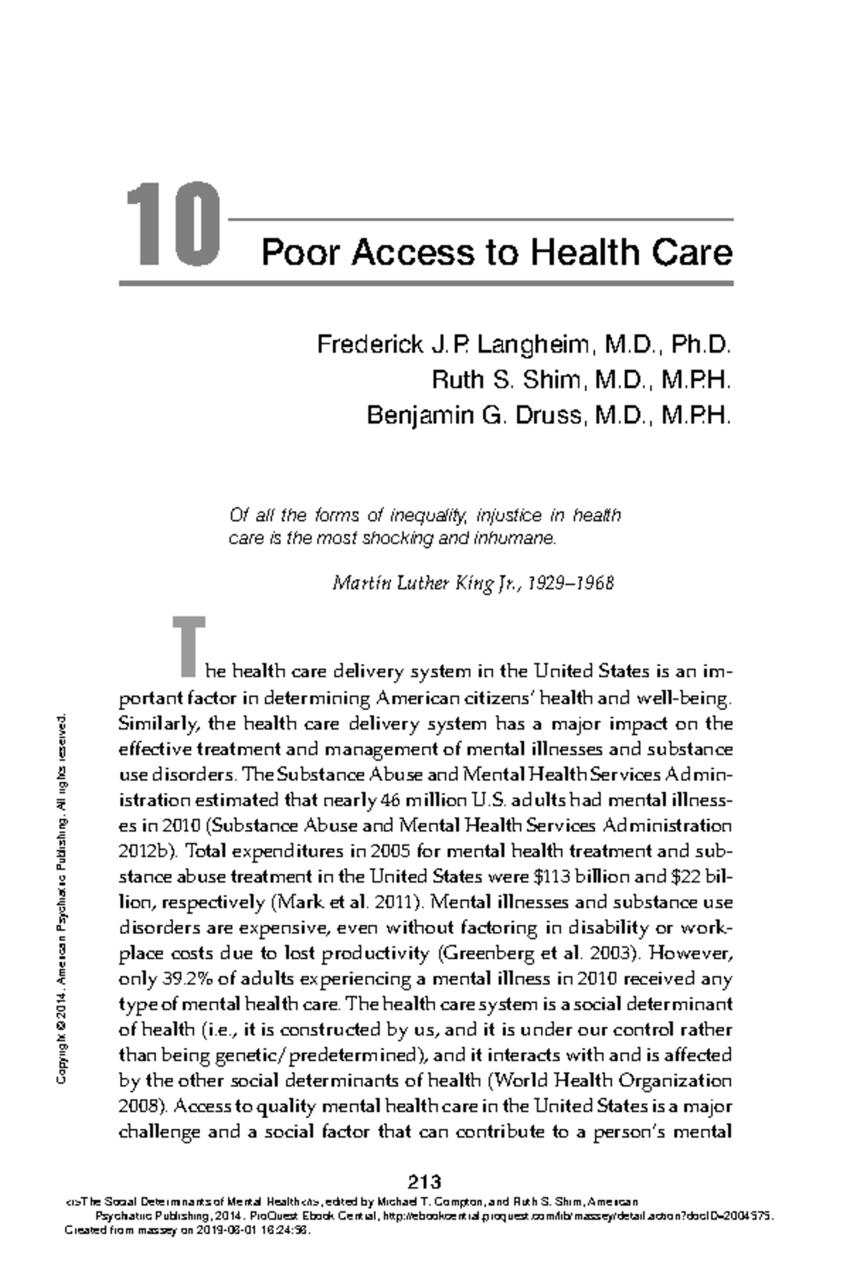 The Social Determinants of Mental Health - (10 Poor Access to Health ...