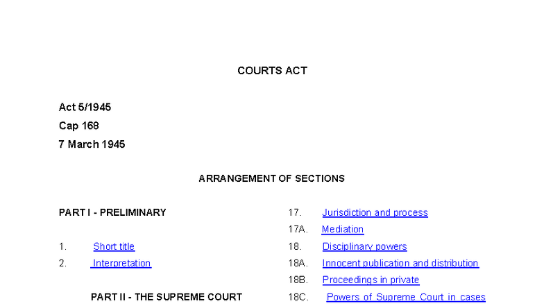 COURTS ACT Cap 168 - Comprehensive Guide to Jurisdiction and Process ...