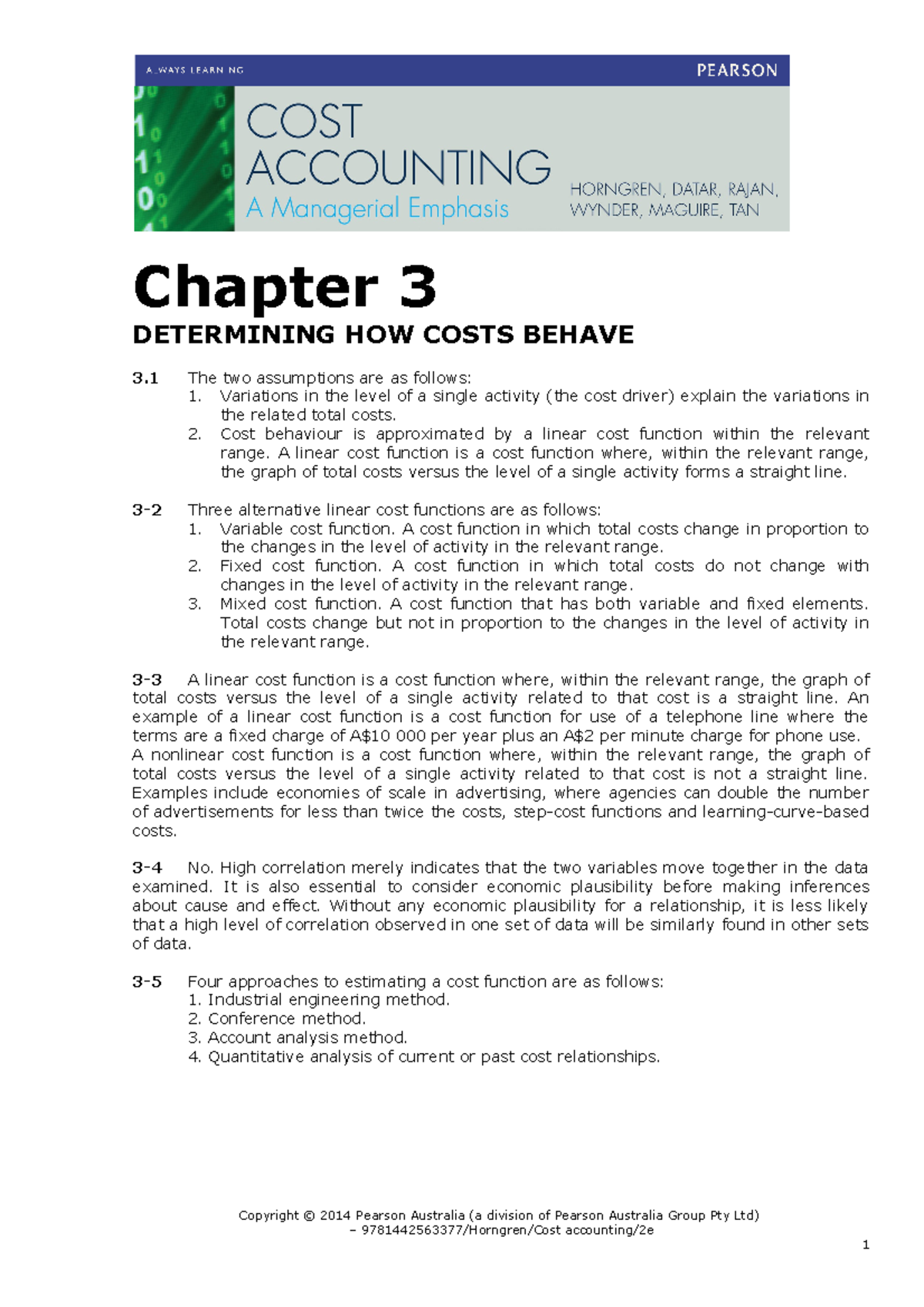 Ch03 sm horngren costaccounting 2e - Chapter 3 DETERMINING HOW COSTS ...