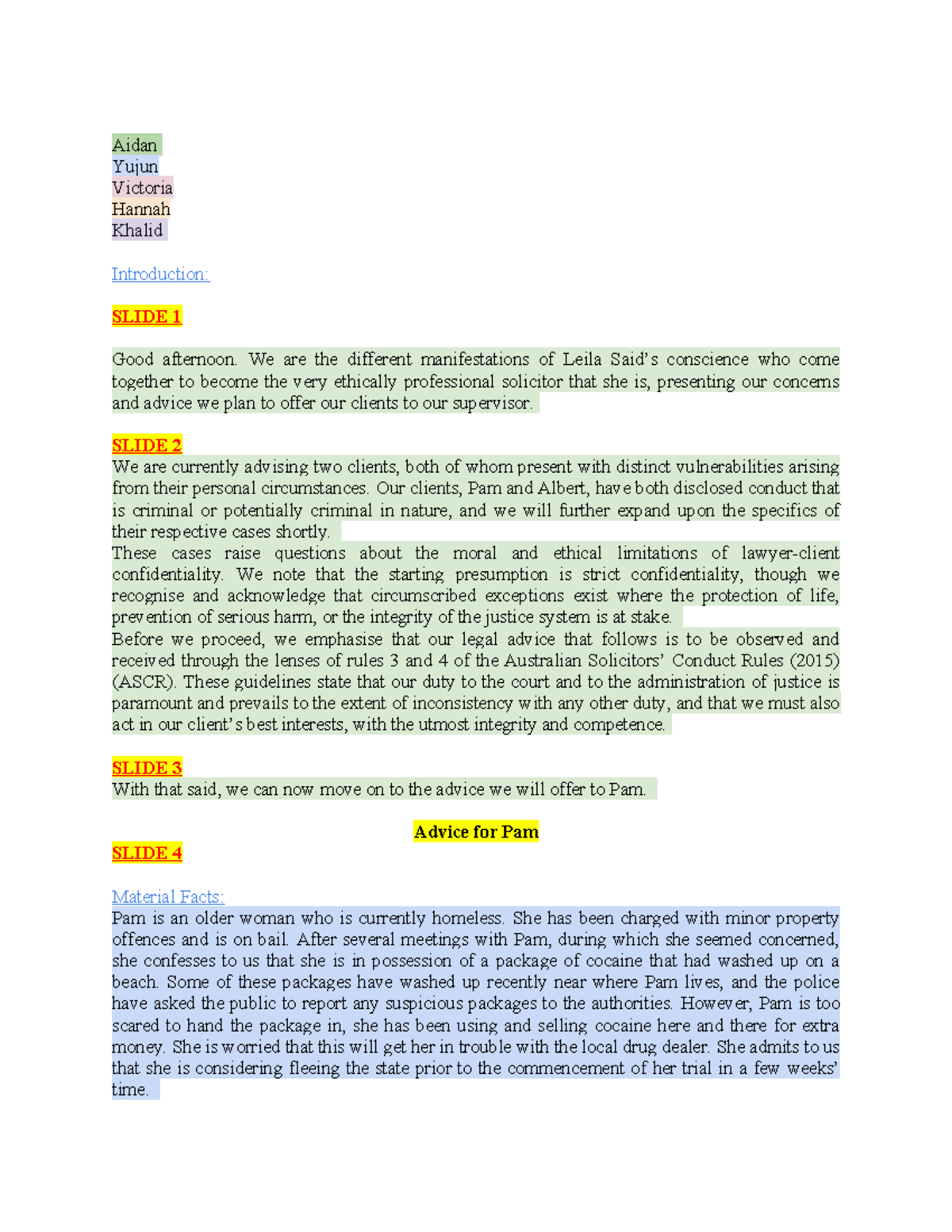 Ethics Presentation Script: Legal Advice for Vulnerable Clients (ASCR ...