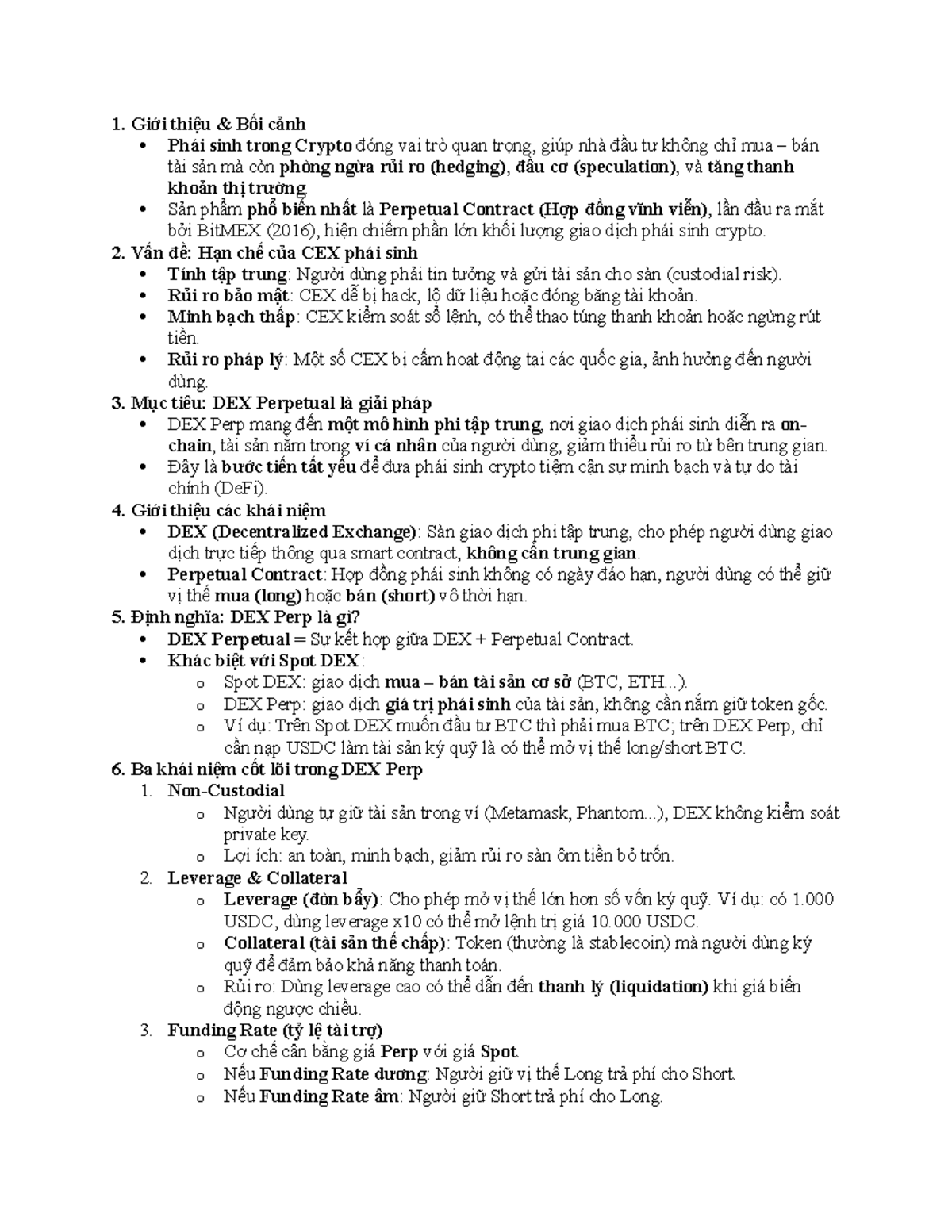 Giới thiệu về DEX Perpetual trong Crypto: Cơ hội và Thách thức - Studocu