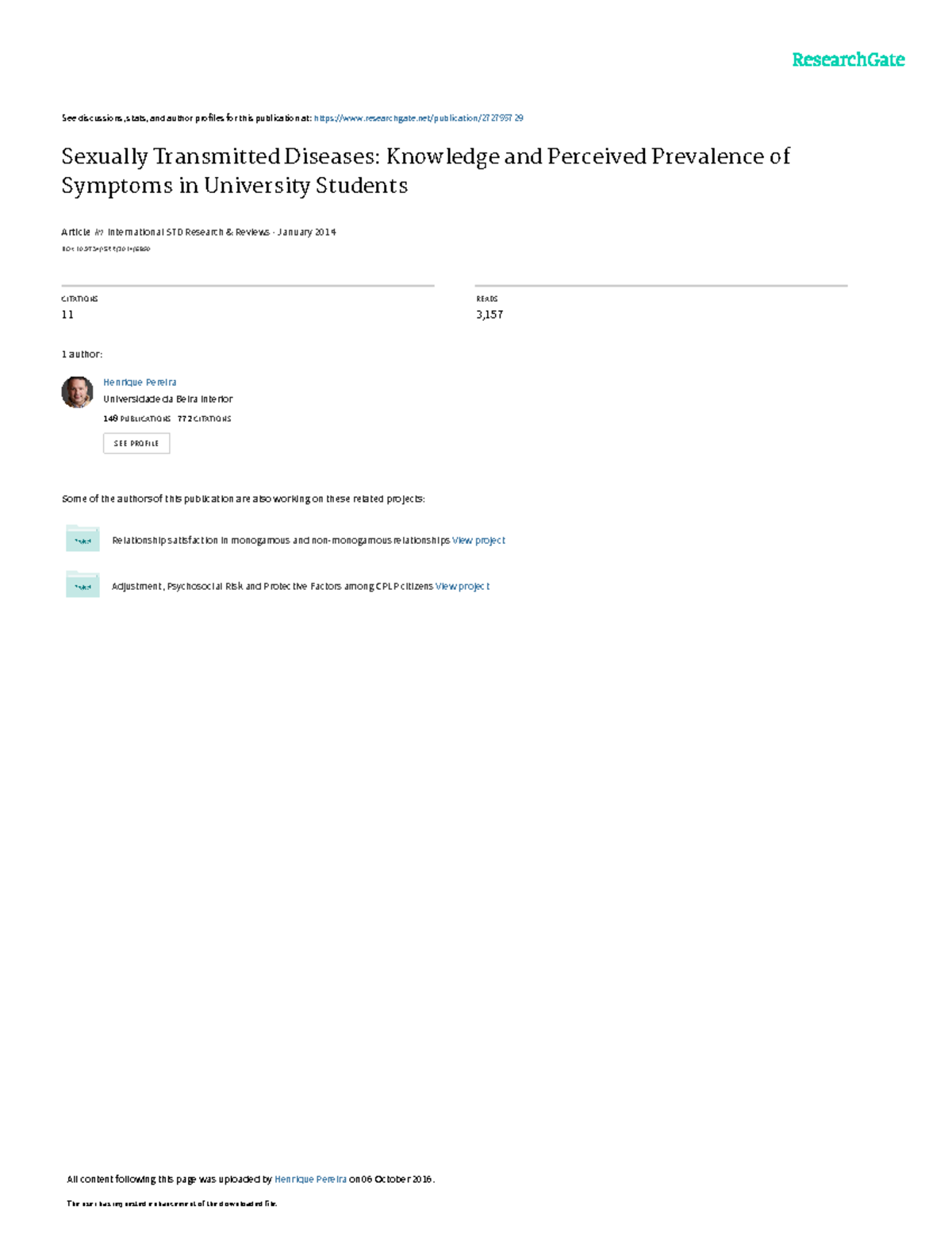 Sexually Transmitted Diseases Knowledge and Percei - See discussions ...