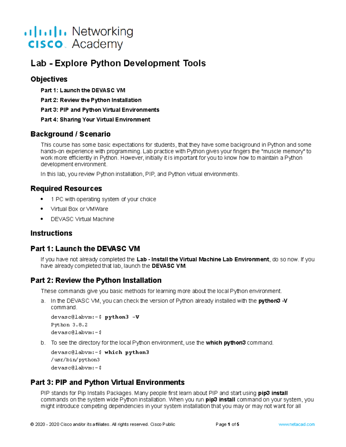 3.1.12 Lab - Python Development Environment Tools - Lecture Notes - Studocu