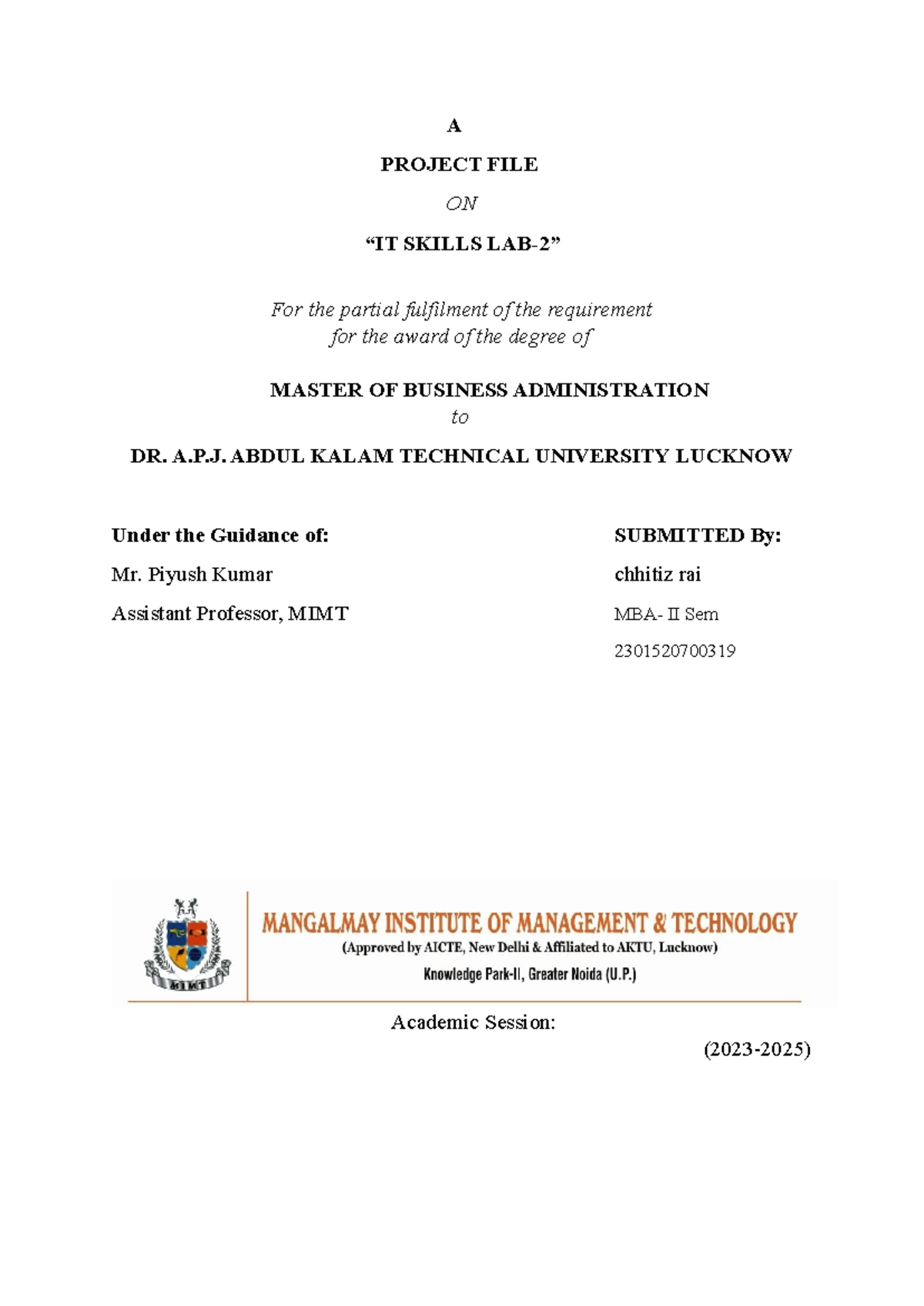 MBA Project File on Skills Development: A Comprehensive Guide - Studocu