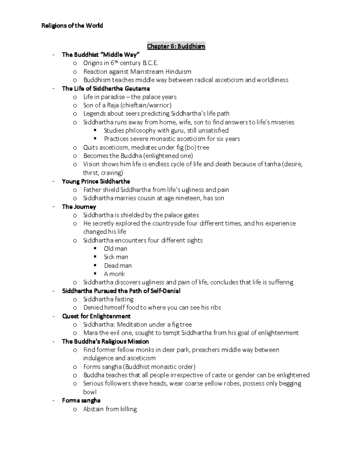 Buddhism Insights And Teachings Notes From Chapter 6 Studocu