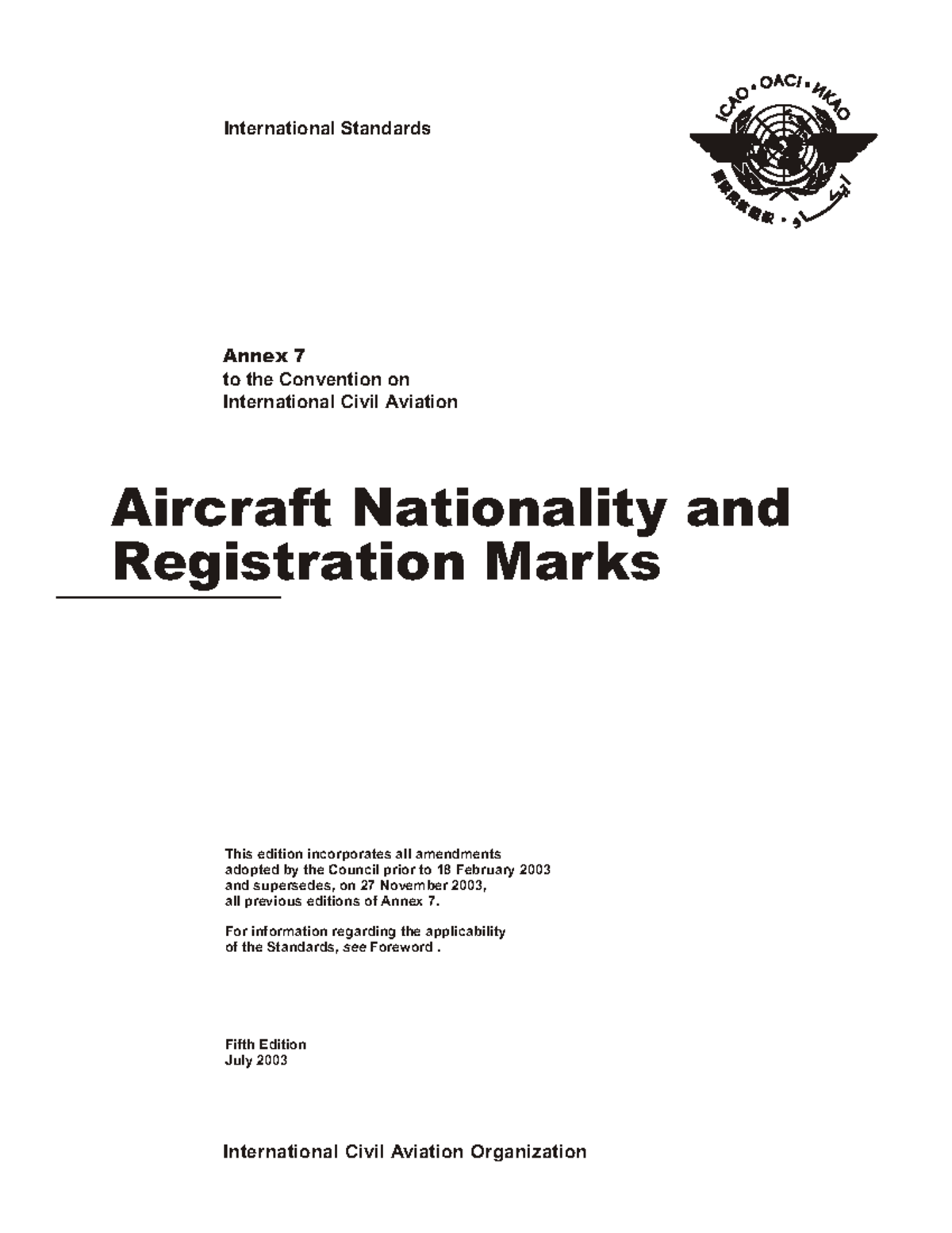 An07 5ed - AVIATION - Aircraft Nationality and Registration Marks Annex ...
