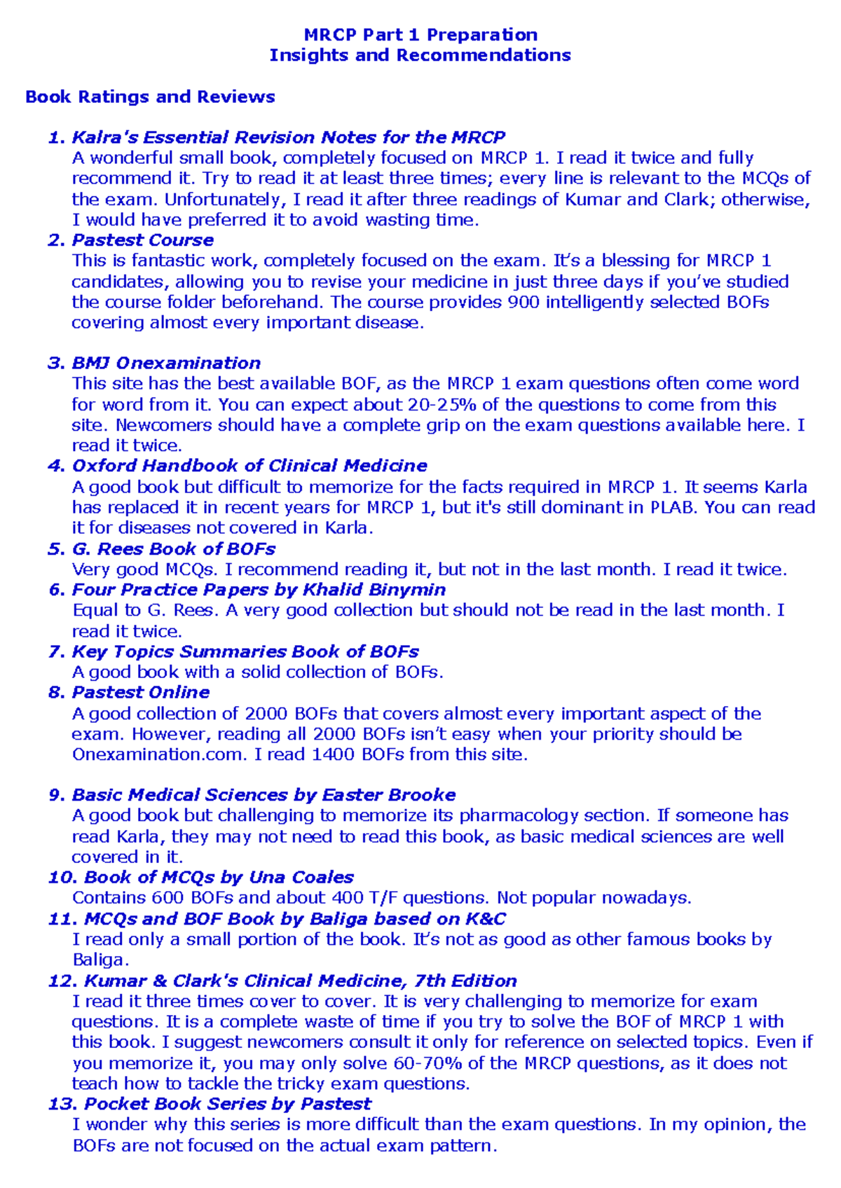 MRCP Part 1 Exam Prep: Essential Insights & Recommendations - Studeersnel