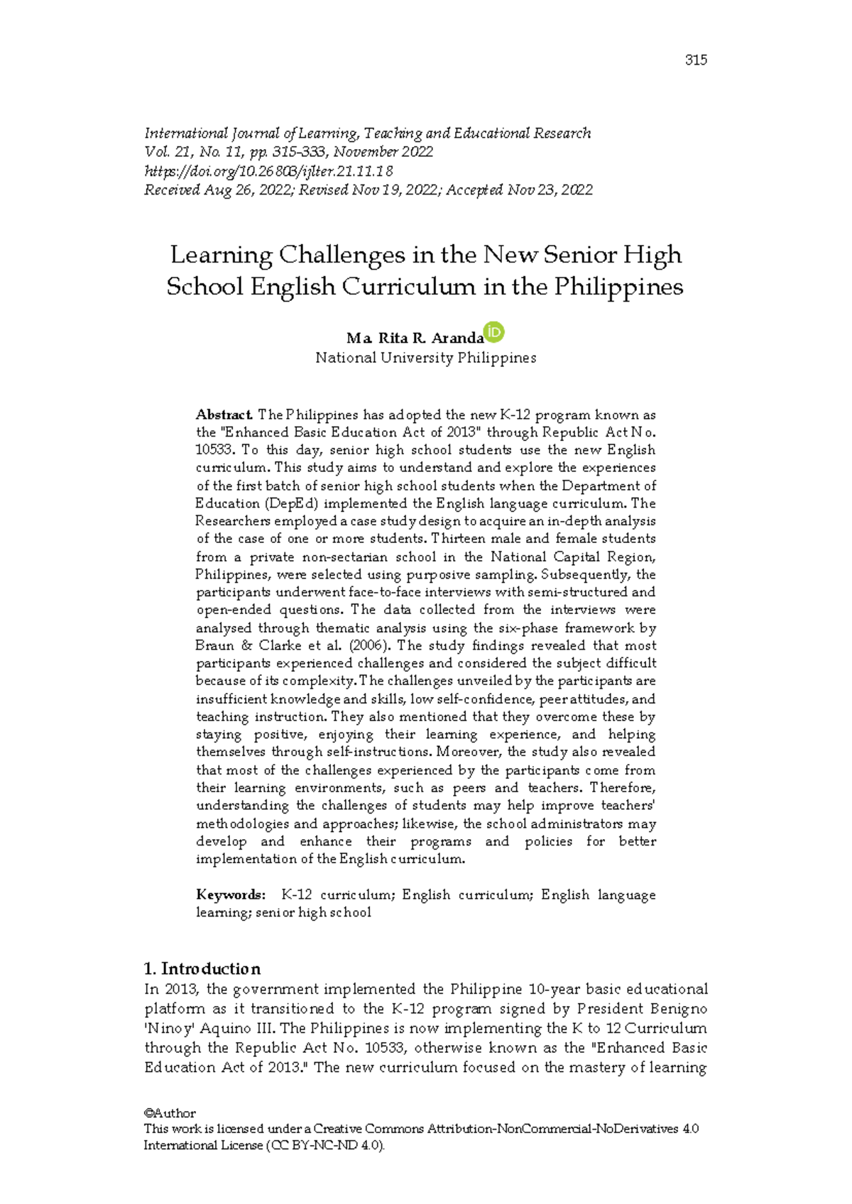 1479 - Learning Challenges in the New Senior High English Curriculum ...