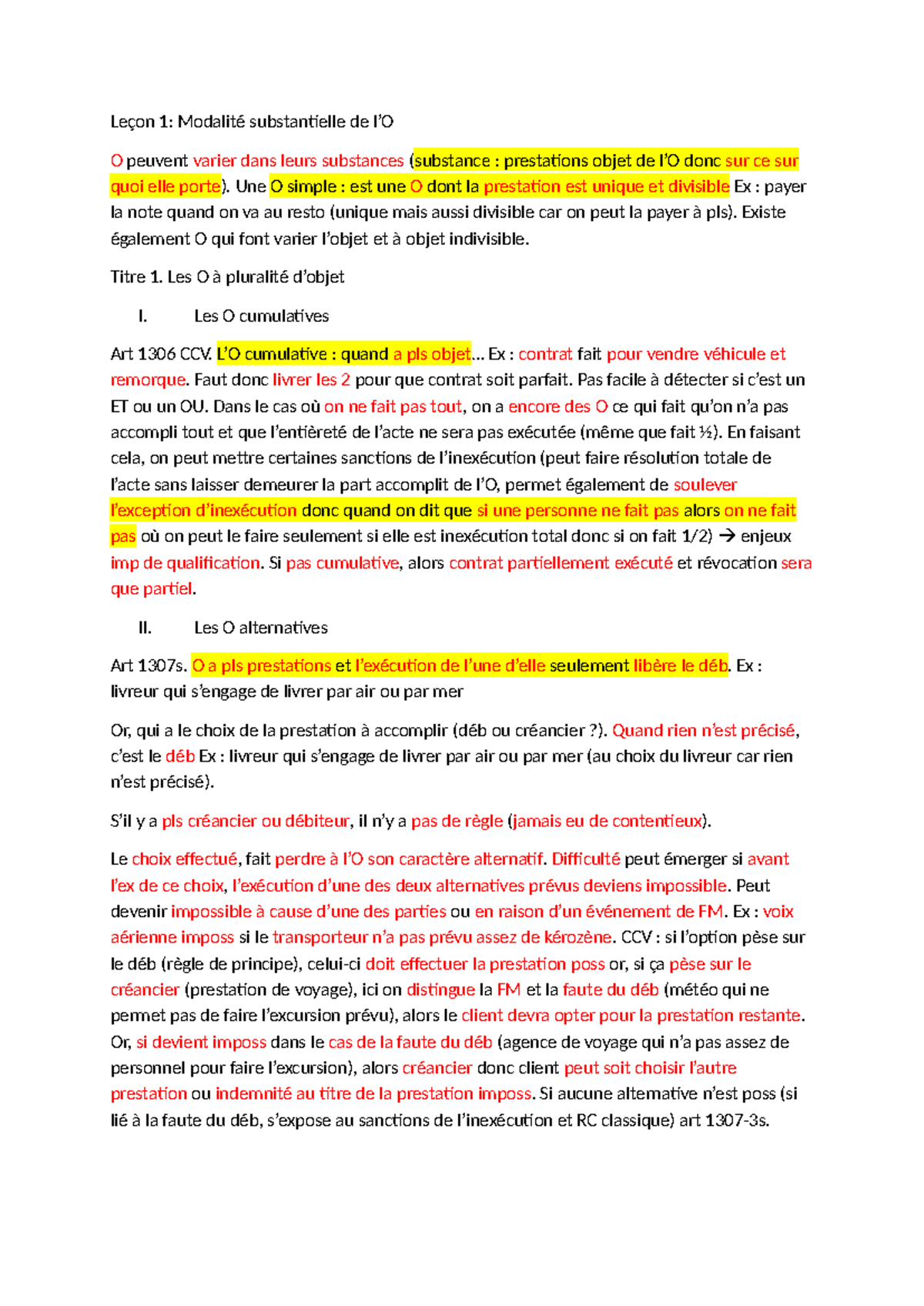 Chapitre 1 modalité substantielle de l'obligation - Leçon 1: Modalité ...