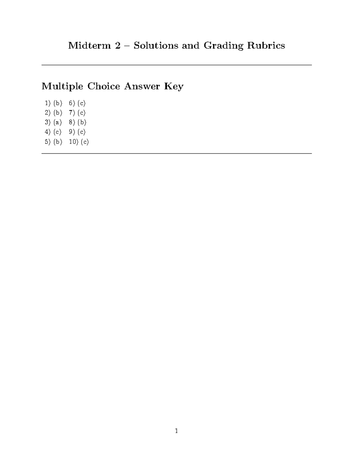 Midterm 2 Solutions & Grading Rubrics for Key Problems - Studocu