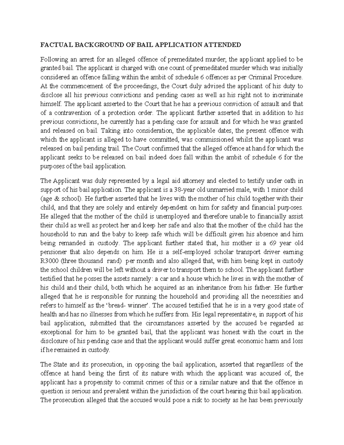 Defamation Analysis: Scenario B - Plea of Guilty - Studocu