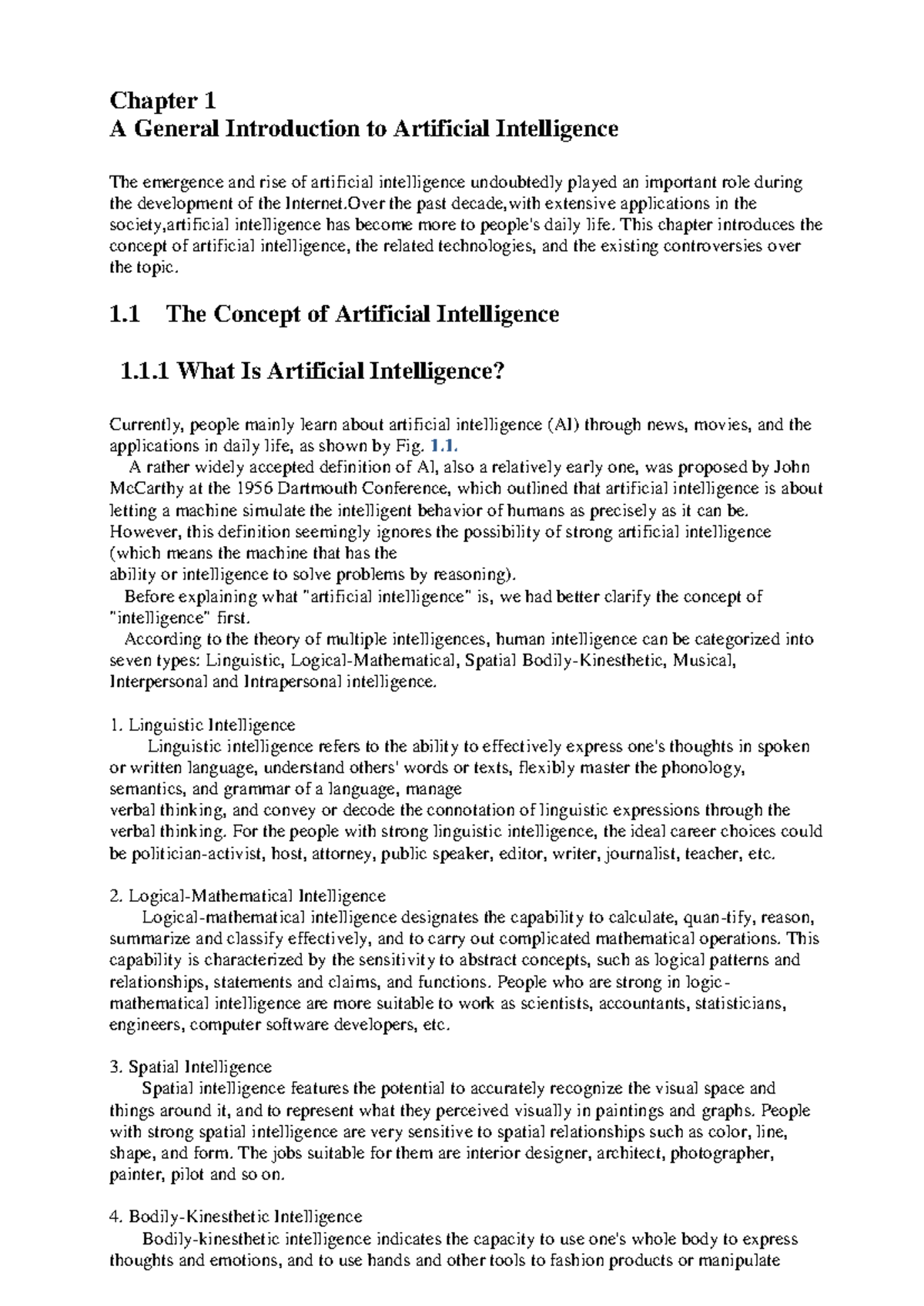 Lecture Notes on AI Concepts and Development (Course Code: AI101) - Studocu