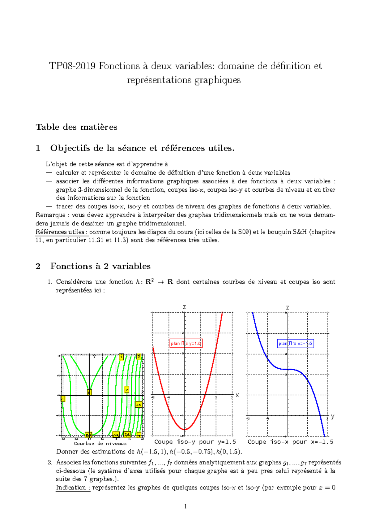 TP08 Math - Fonctions à Deux Variables : Domaines et Représentations ...
