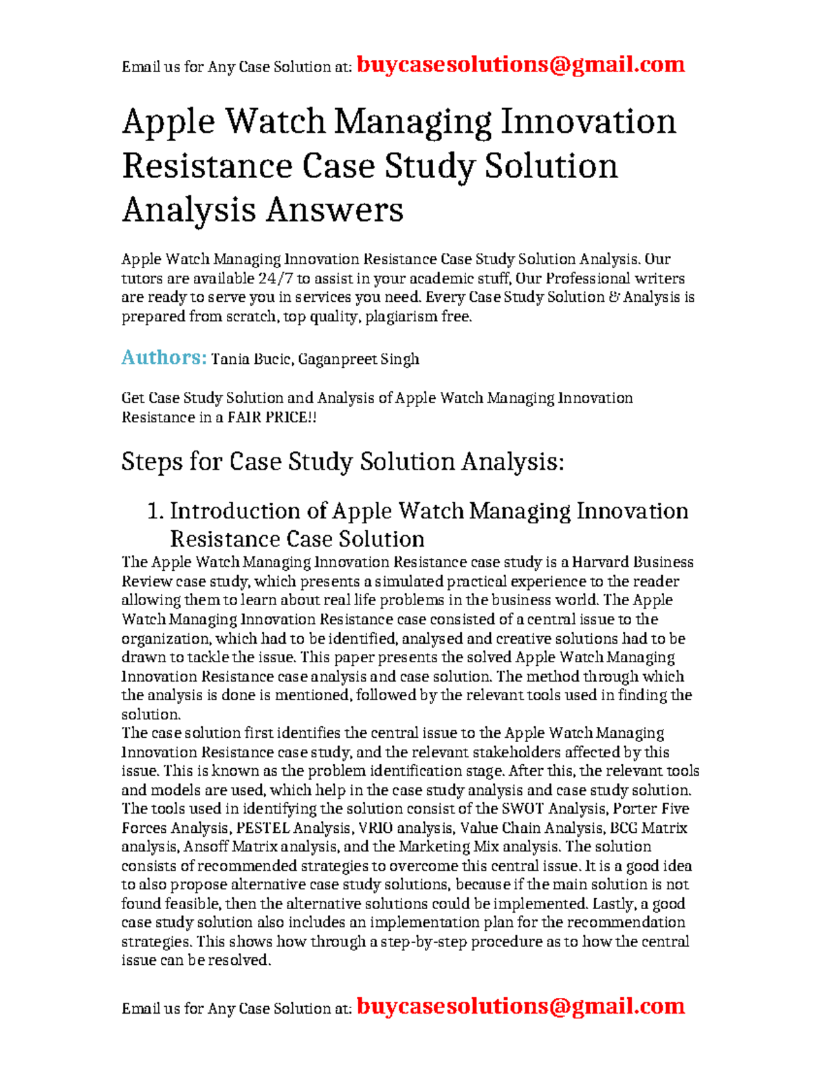 Case Study Solution: Managing Innovation Resistance of Apple Watch ...