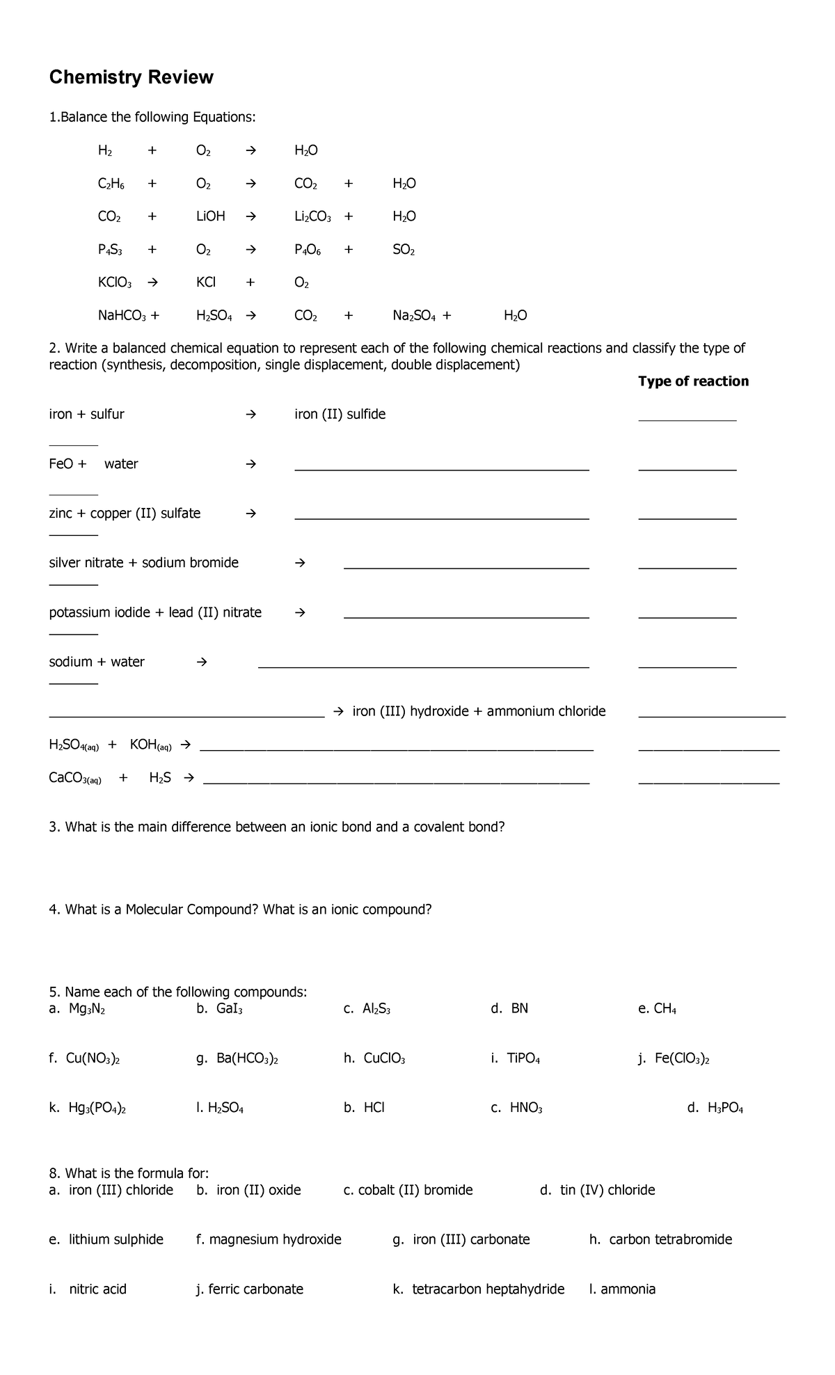 Grade 10 Chemistry Review: Unit Test Prep Guide - Studocu