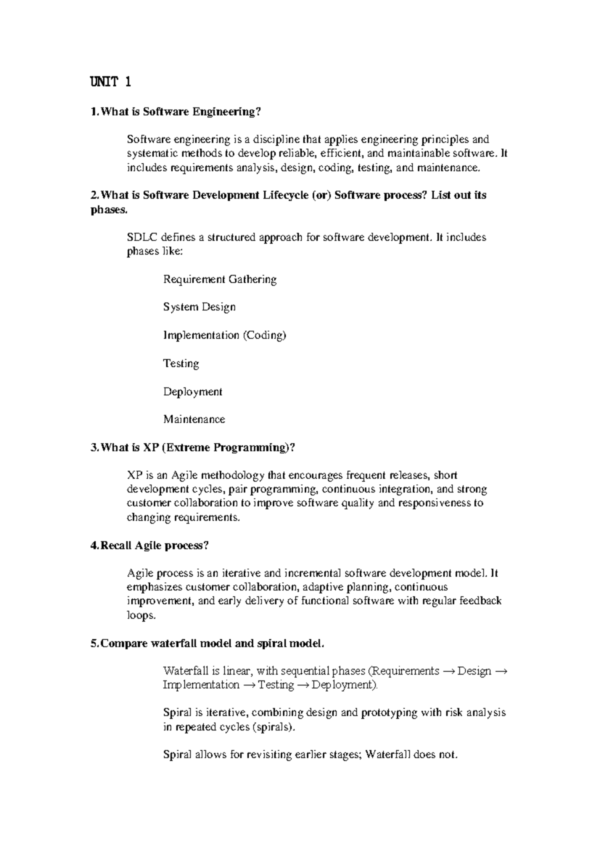 UNIT 1-1: Software Engineering Concepts and Methodologies Notes - Studocu