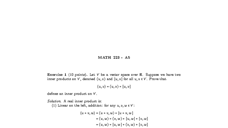 MATH 223 Fall 2023 A5 - Inner Product and Orthogonal Projections ...