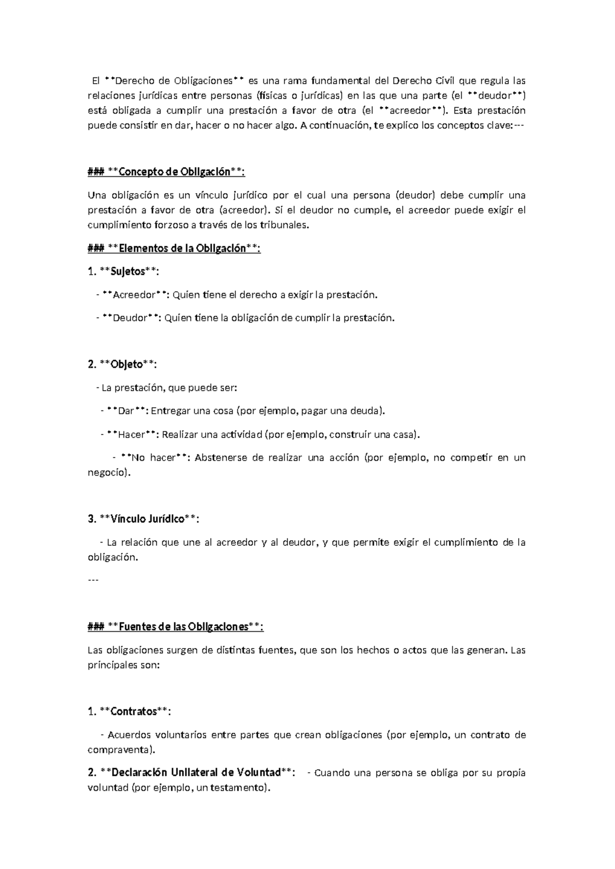 Resumen de Obligaciones en Derecho Civil - Curso de Derecho 101 - Studocu