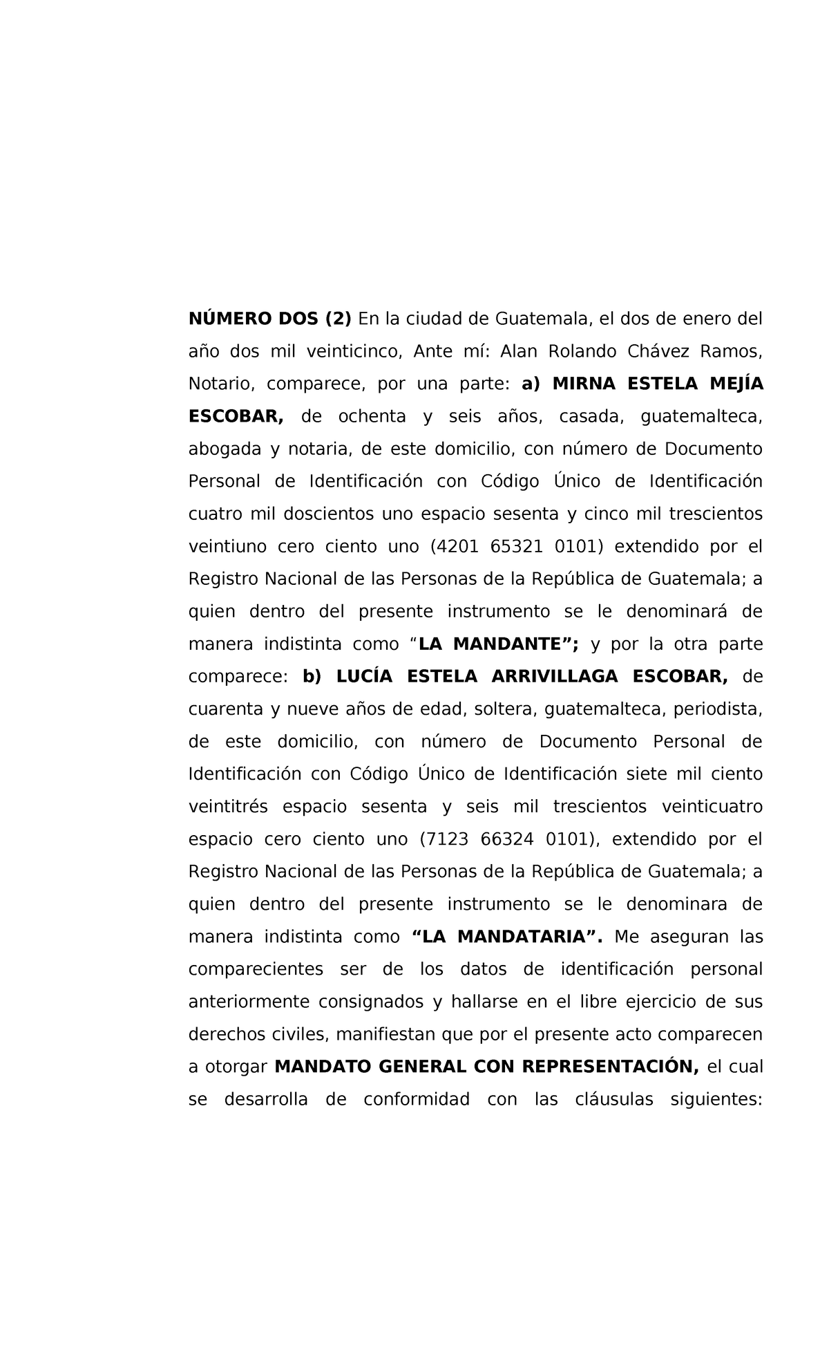 EP 2 Mandato General con Representación en Guatemala - Document Preview