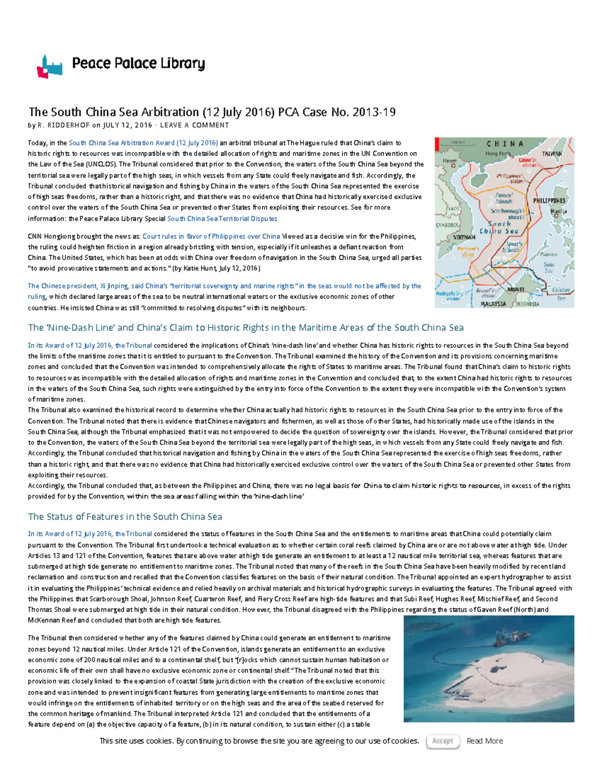 The South China Sea Arbitration (12 July 2016 ) PCA Case No. 2013-19 ...