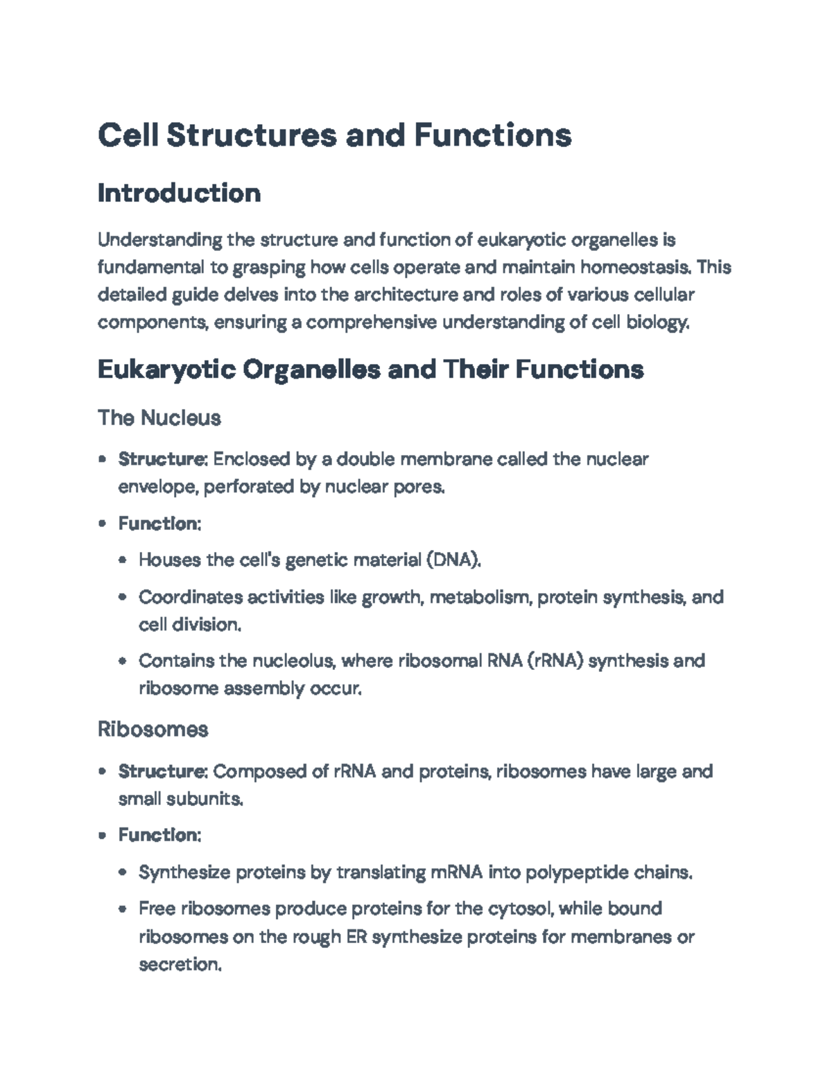Eukaryotic Cell Structures and Functions: A Comprehensive Guide - Cell ...