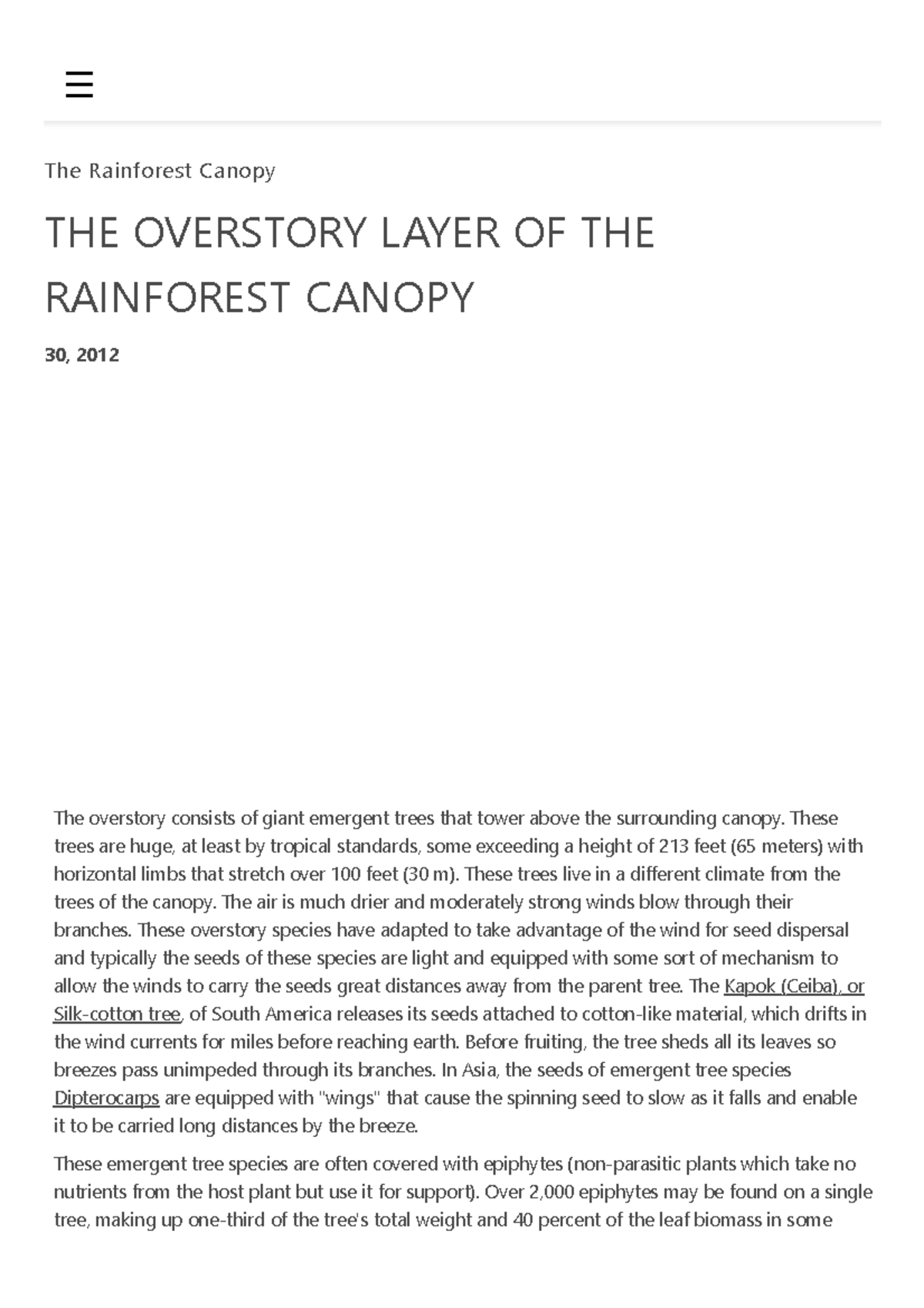 TÀI LIỆU THAM KHẢO SỐ 9: The Overstory Layer of the Rainforest Canopy ...