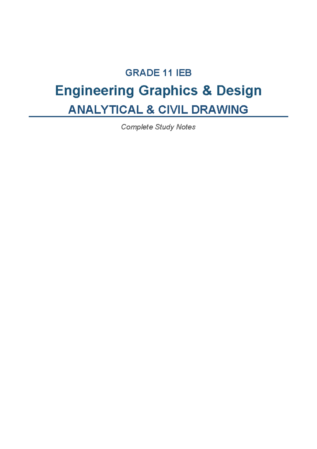 EGD GRADE 11 IEB Analytical Civil Drawing Study Notes - Studocu