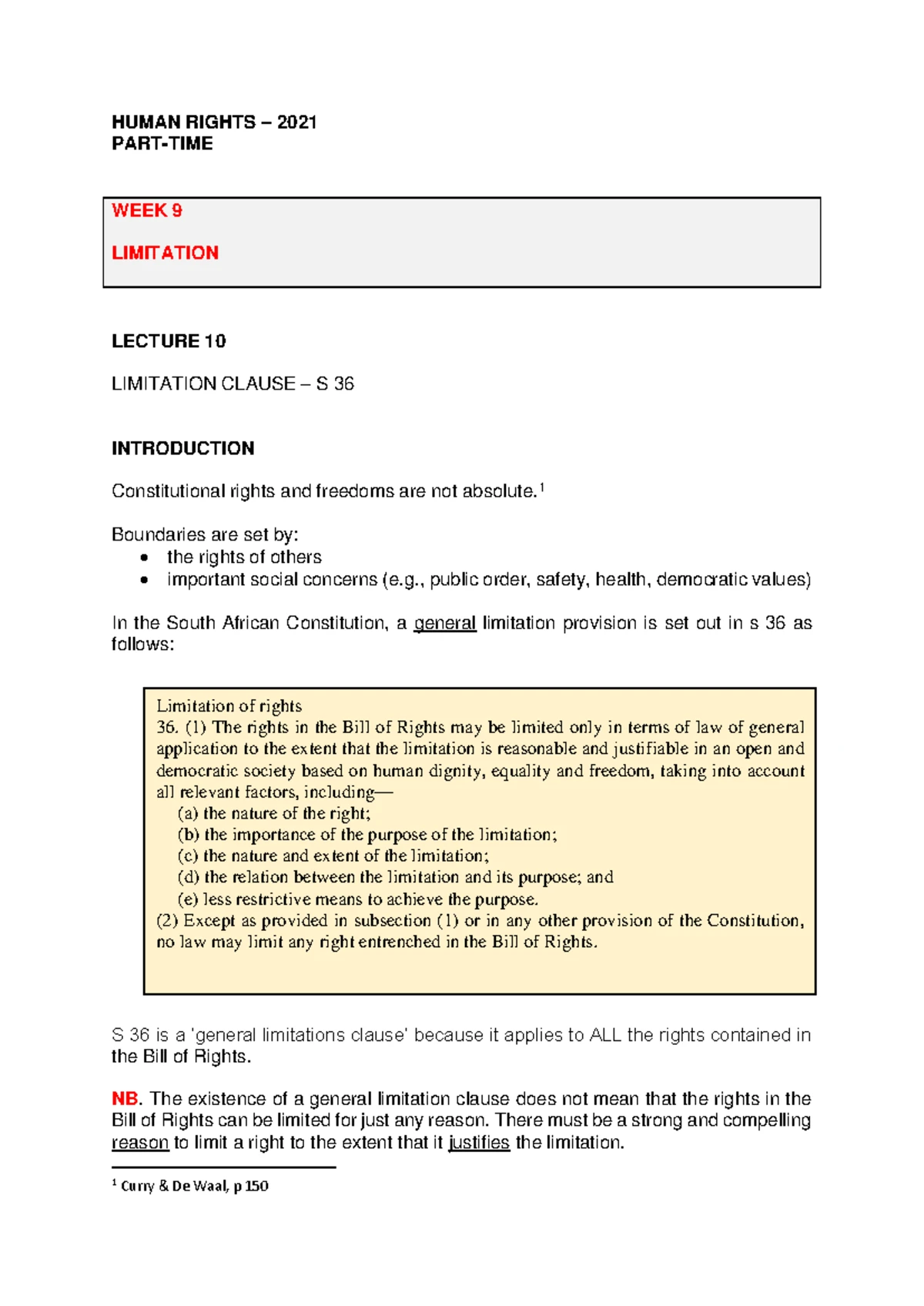Limitations Clause Analysis: Constitutional Rights & Justifications ...